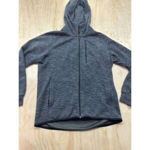 Uniqlo Women Gray Zip Up Hoodie L Poly Cotton Blend